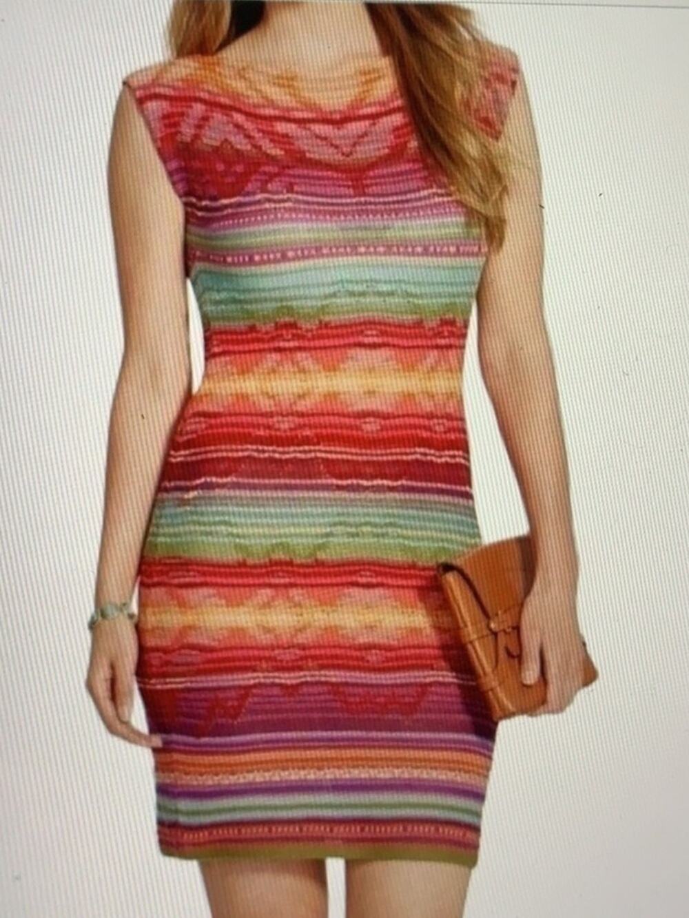 Lauren Ralph Lauren Indian Blanket Crochet Knit Linen Blend Sheath Dress Large